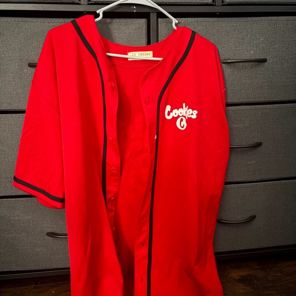 Red Cookies Button-Up Jersey